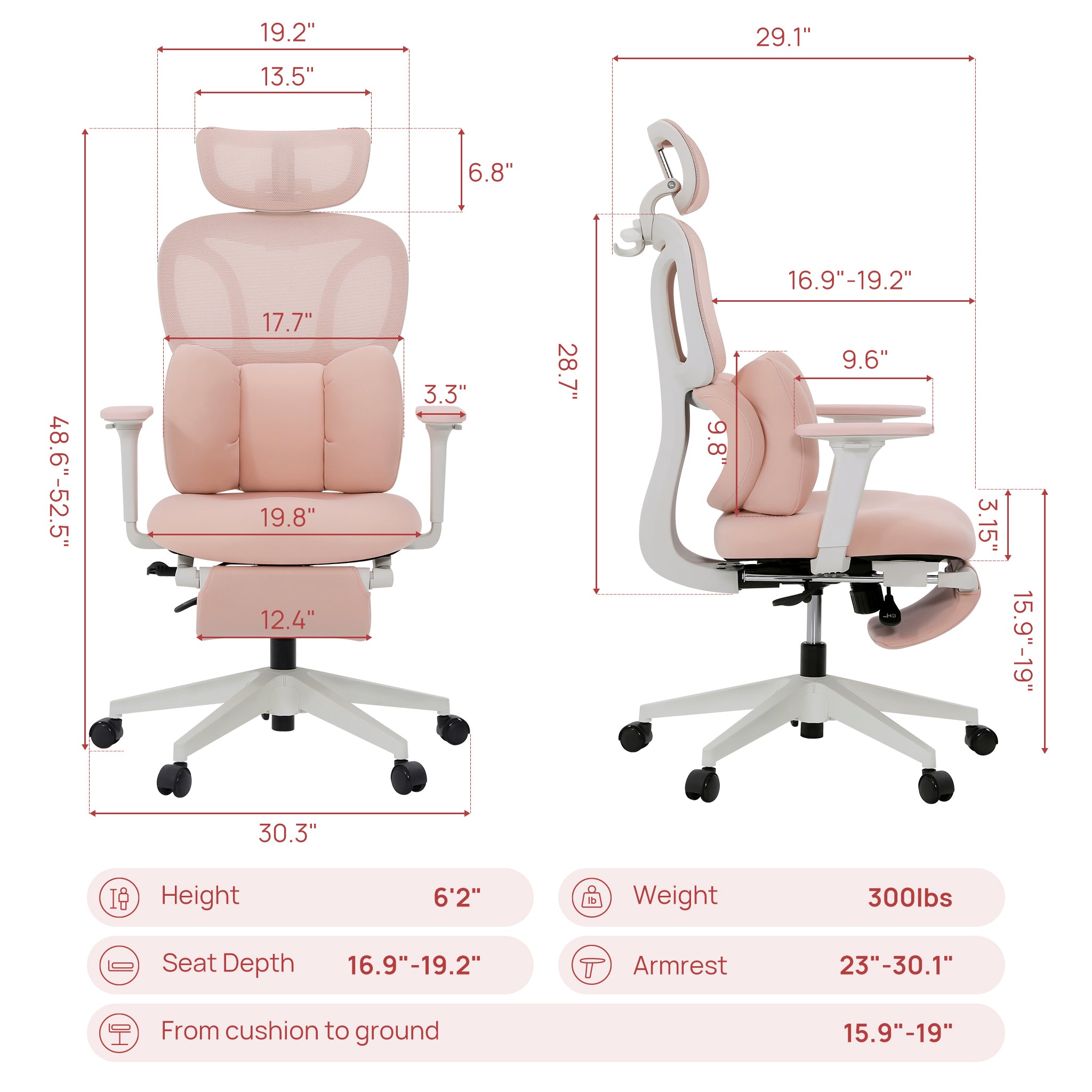 CabLady S1 Embrace Women Ergonomic Chair with Adaptive Lumbar Support