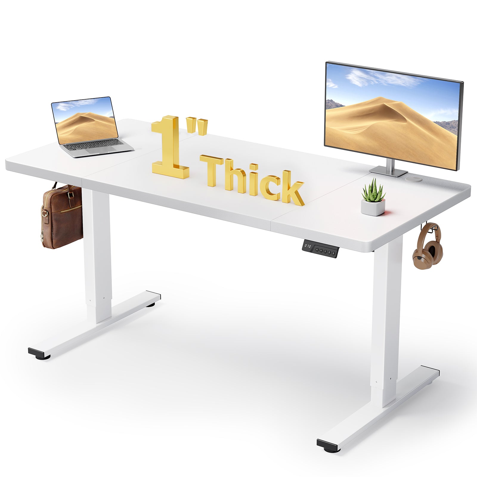CabDesk D60 Height-Adjustable Standing Desk for Home Office (60"W×28"D)
