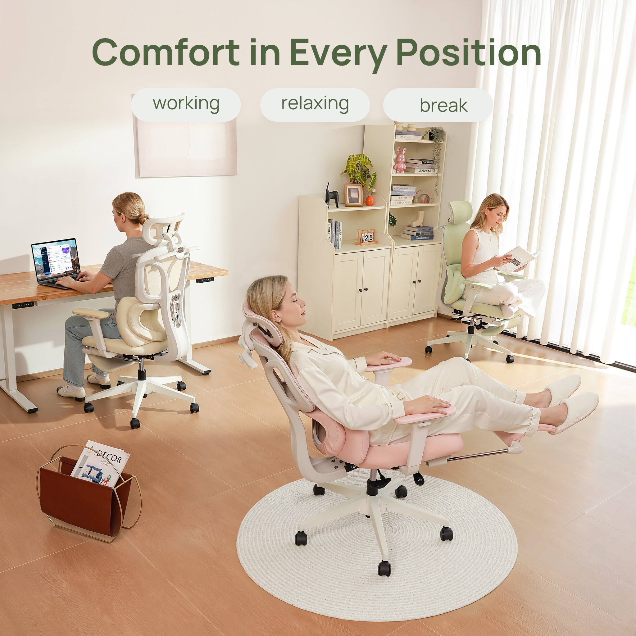 CabLady S1 Embrace Women Ergonomic Chair with Adaptive Lumbar Support