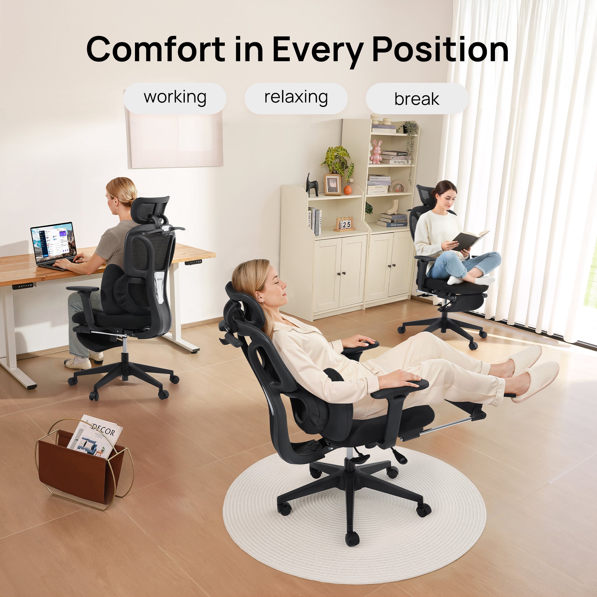 CabLady S1 Embrace Women Ergonomic Chair with Adaptive Lumbar Support