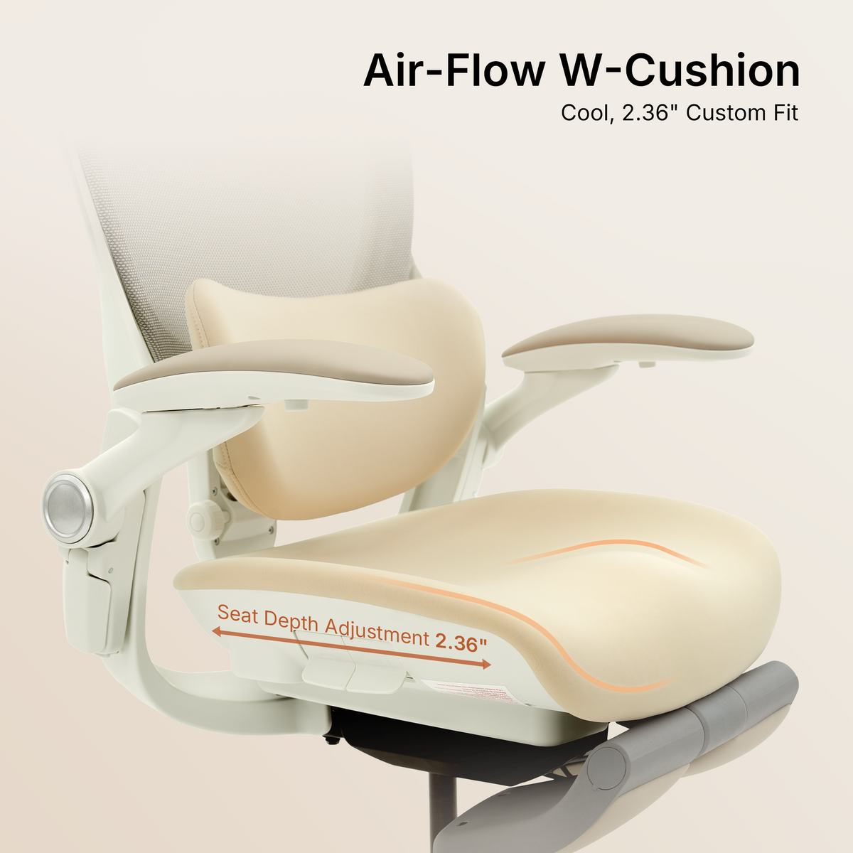 CabeVibe CabLady S2 Petite ergonomic chair with contoured W-shaped cushion and 2.36-inch adjustable seat depth