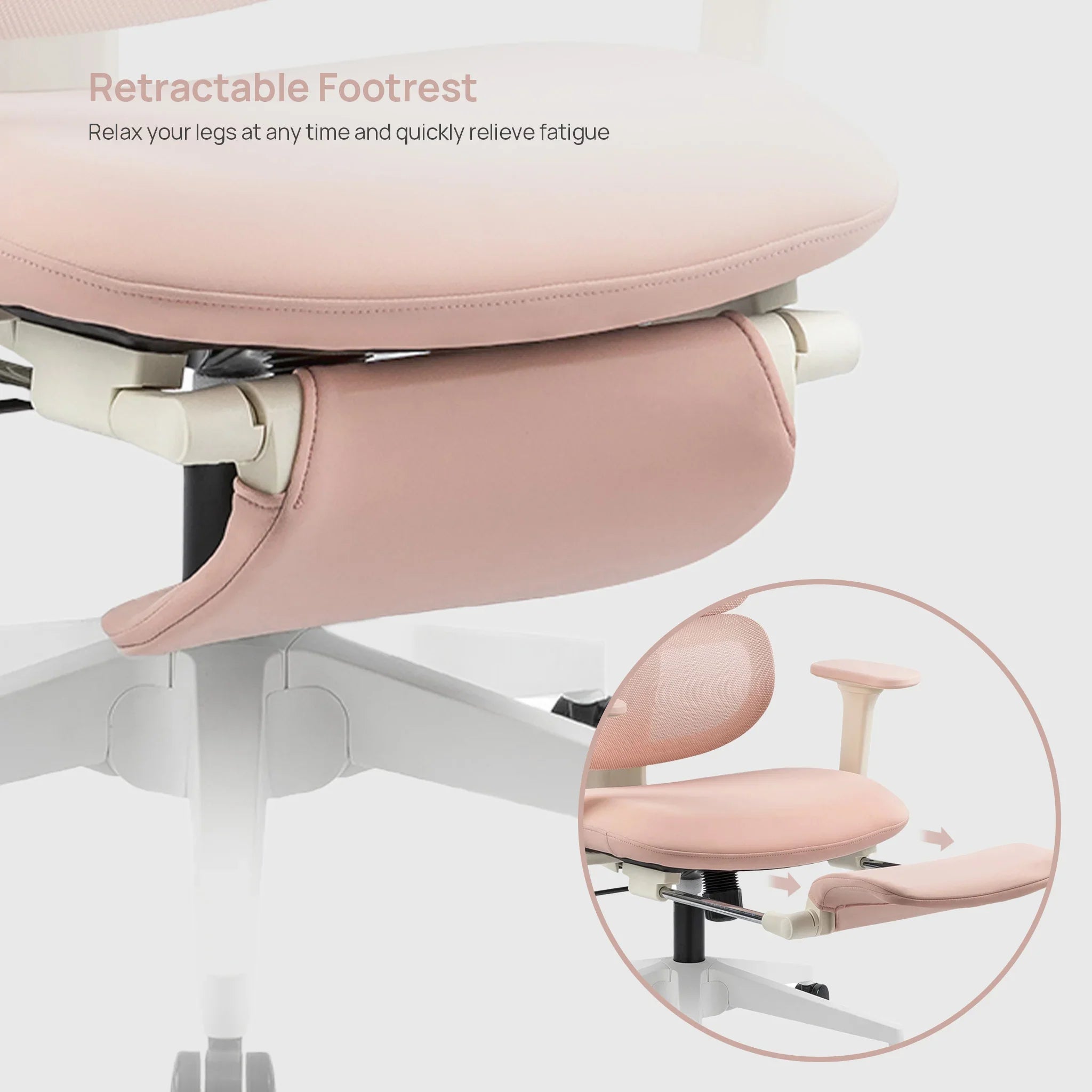 CabeVibe CabLady S1 Pink Women's Ergonomic Chair with Footrest