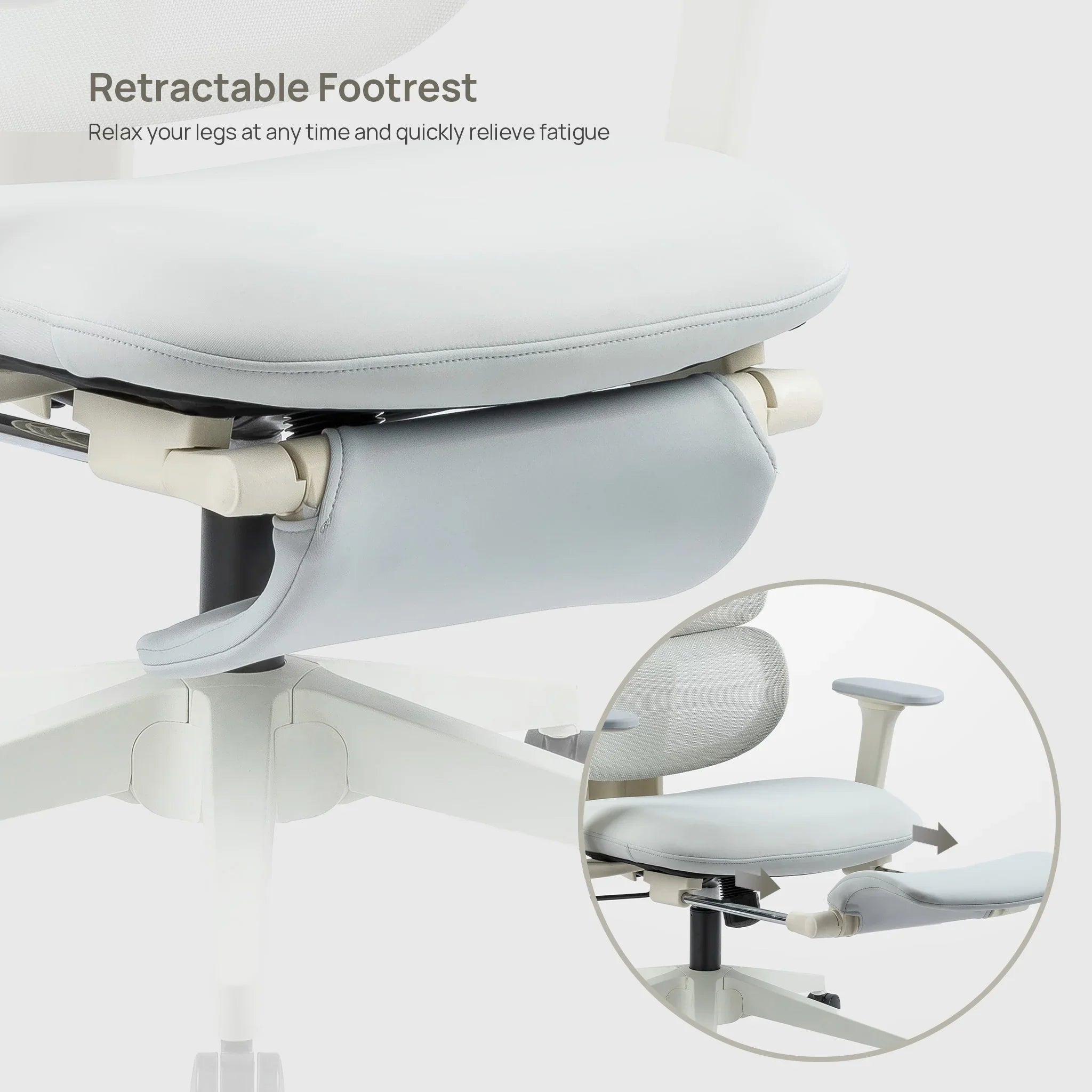 CabeVibe CabLady S1 Light Gray Women's Ergonomic Chair with Footrest