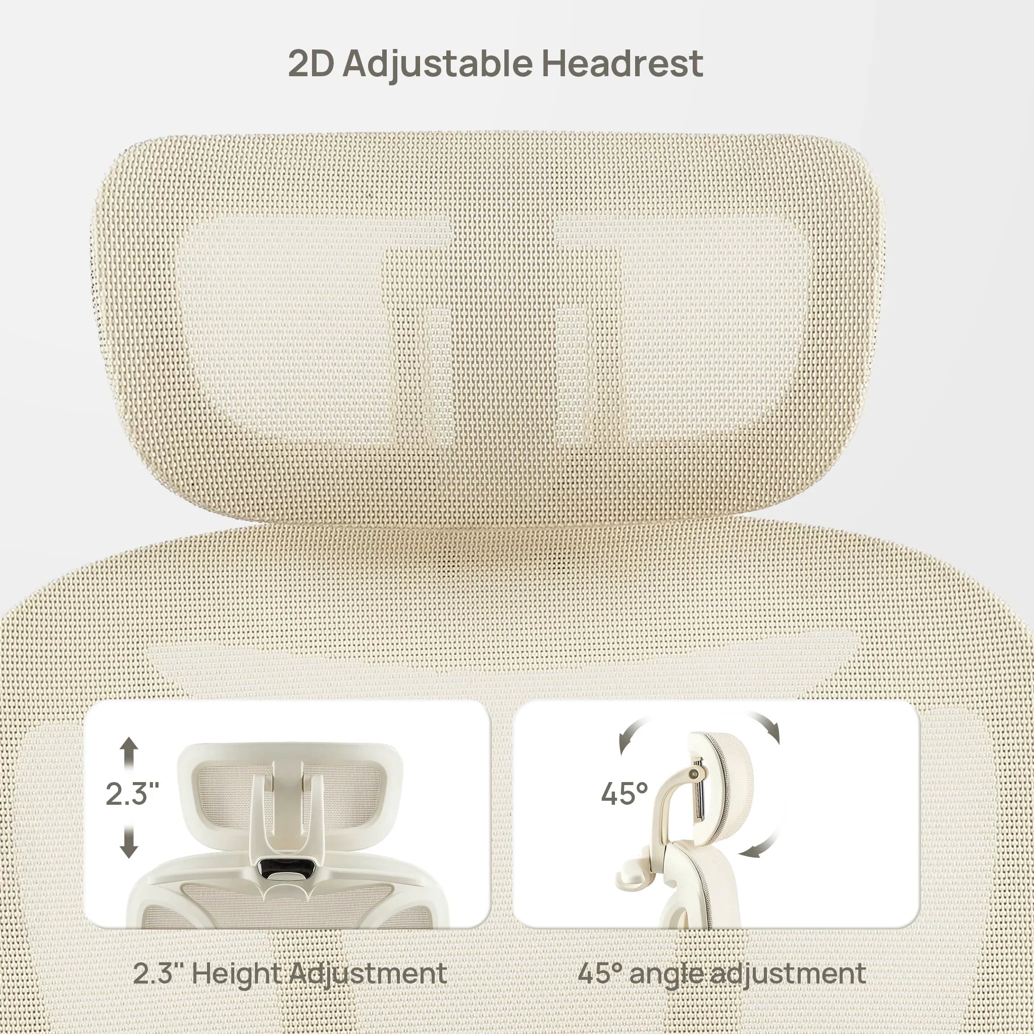 CabeVibe CabLady S1 Cream Women's Ergonomic Chair with Adjustable Headrest