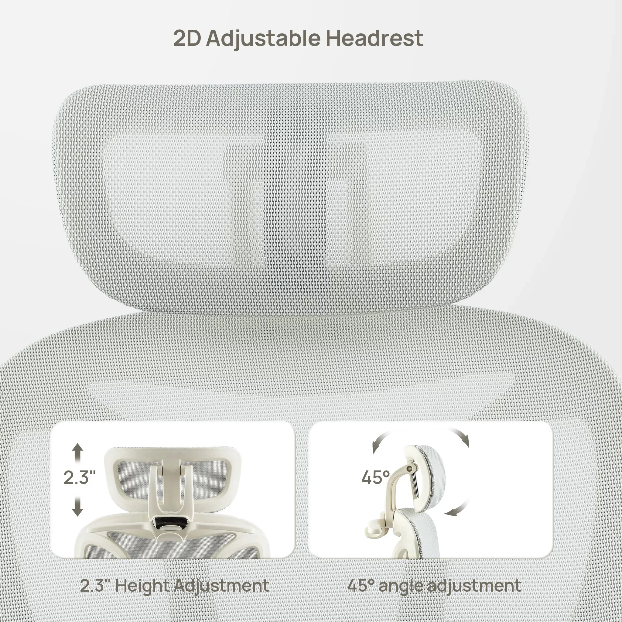 CabeVibe CabLady S1 Light Gray Women's Ergonomic Chair with Adjustable Headrest