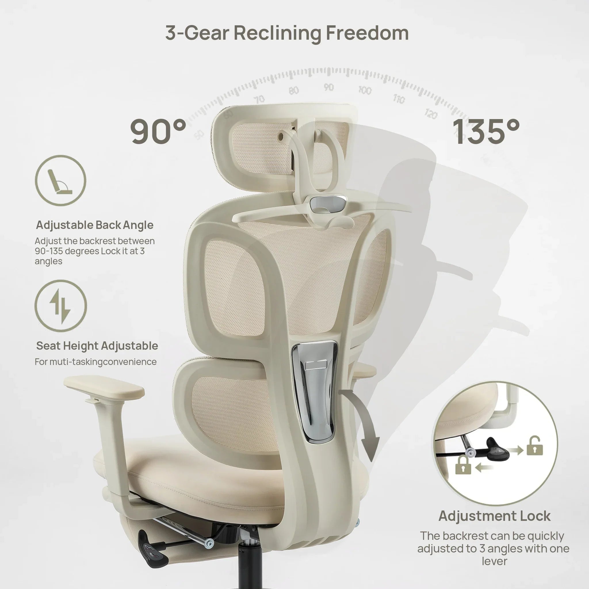 CabeVibe CabLady S1 Cream Women's Ergonomic Chair