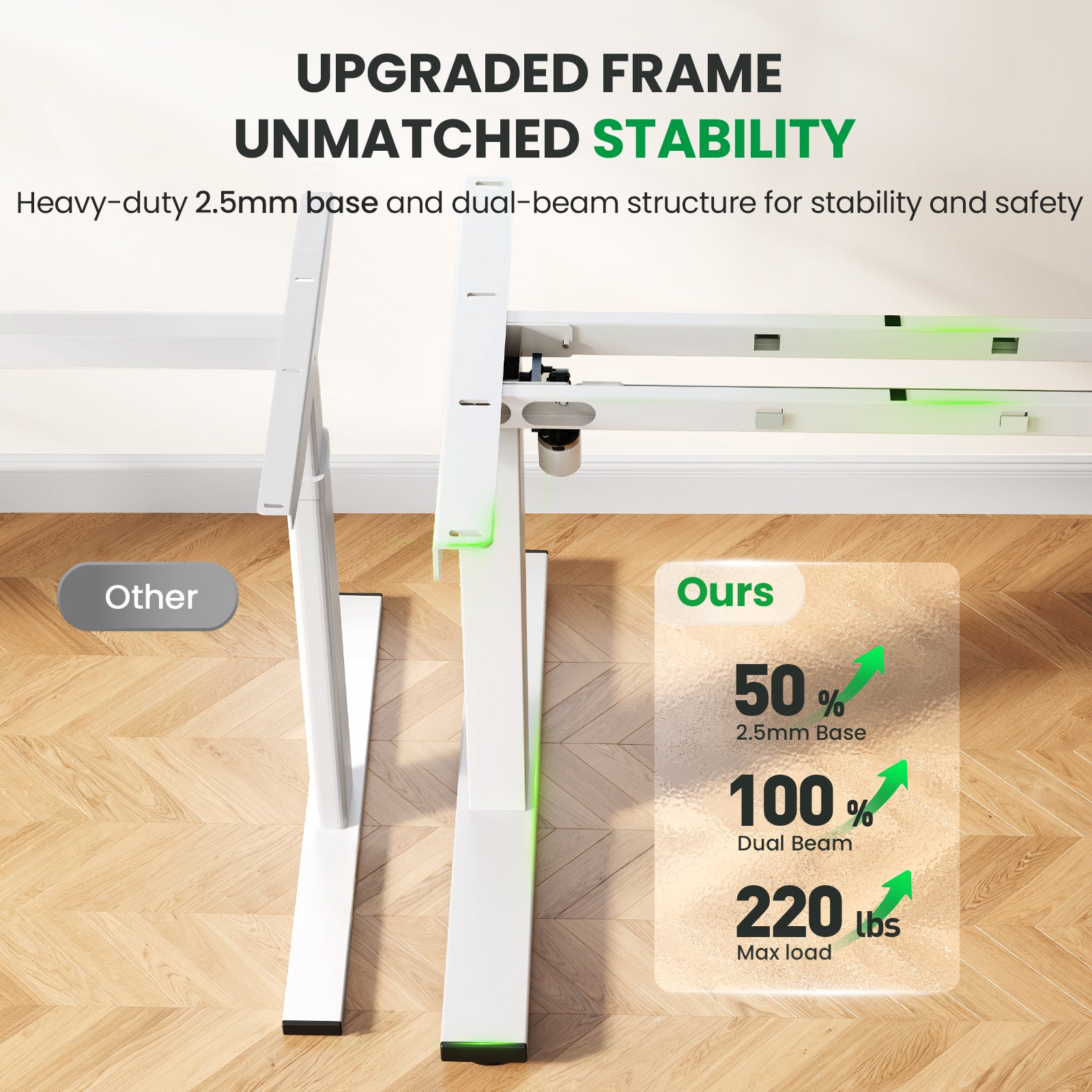 CabDesk D60 Height-Adjustable Standing Desk for Home Office (60"W×28"D)