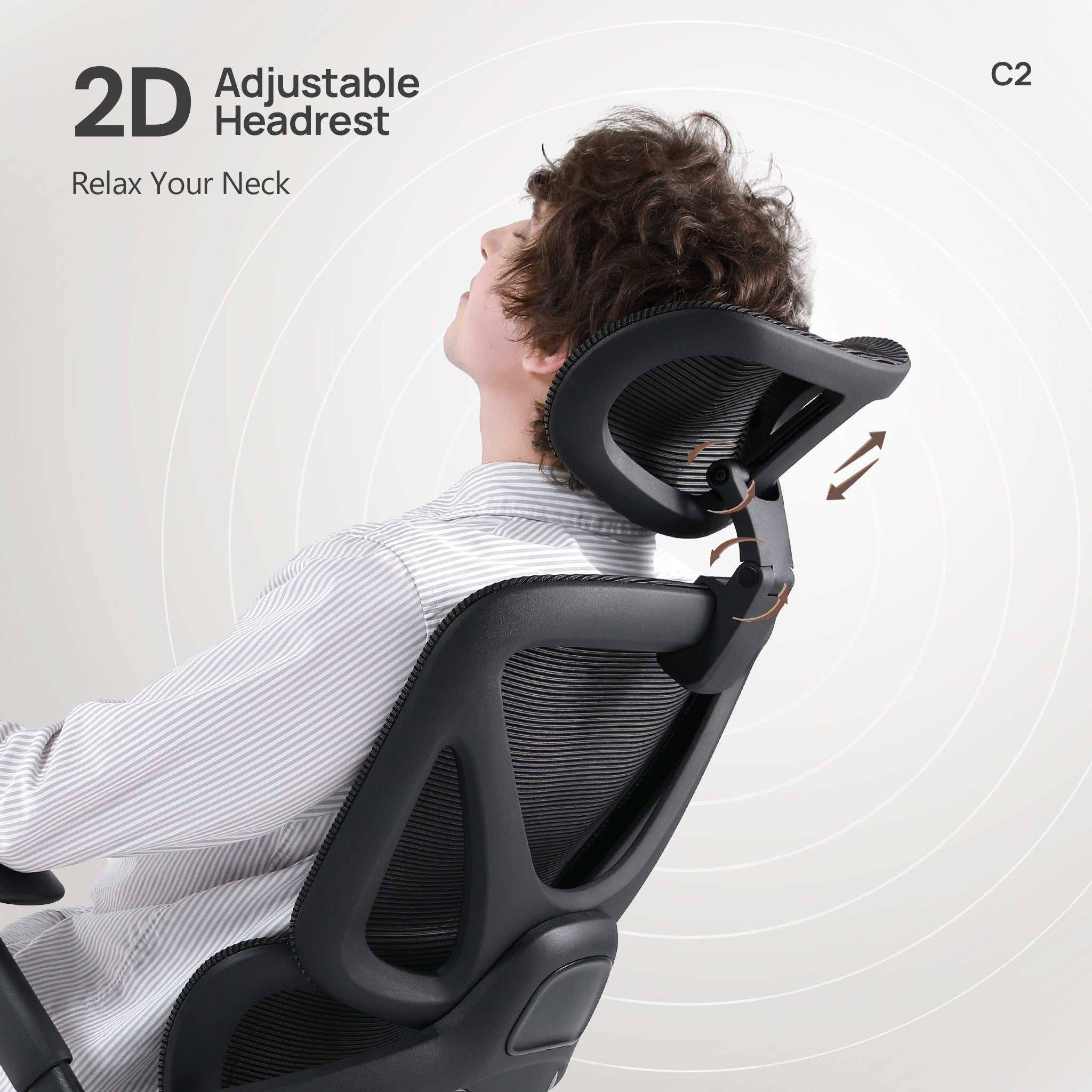 CabeVibe CabBase C2 Black Mesh Ergonomic Chair with Adjustable Headrest