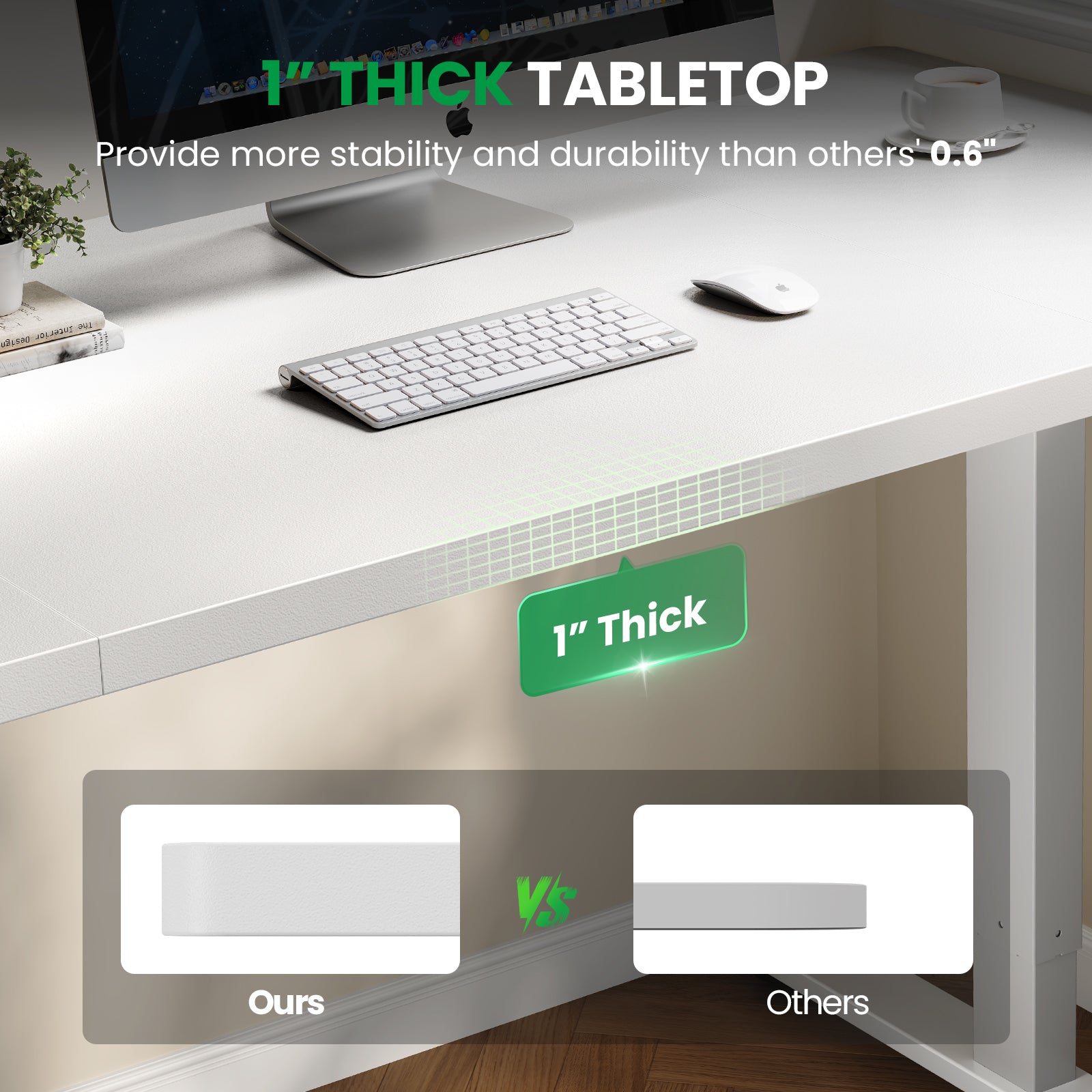 CabDesk D60 Height-Adjustable Standing Desk for Home Office (60"W×28"D)