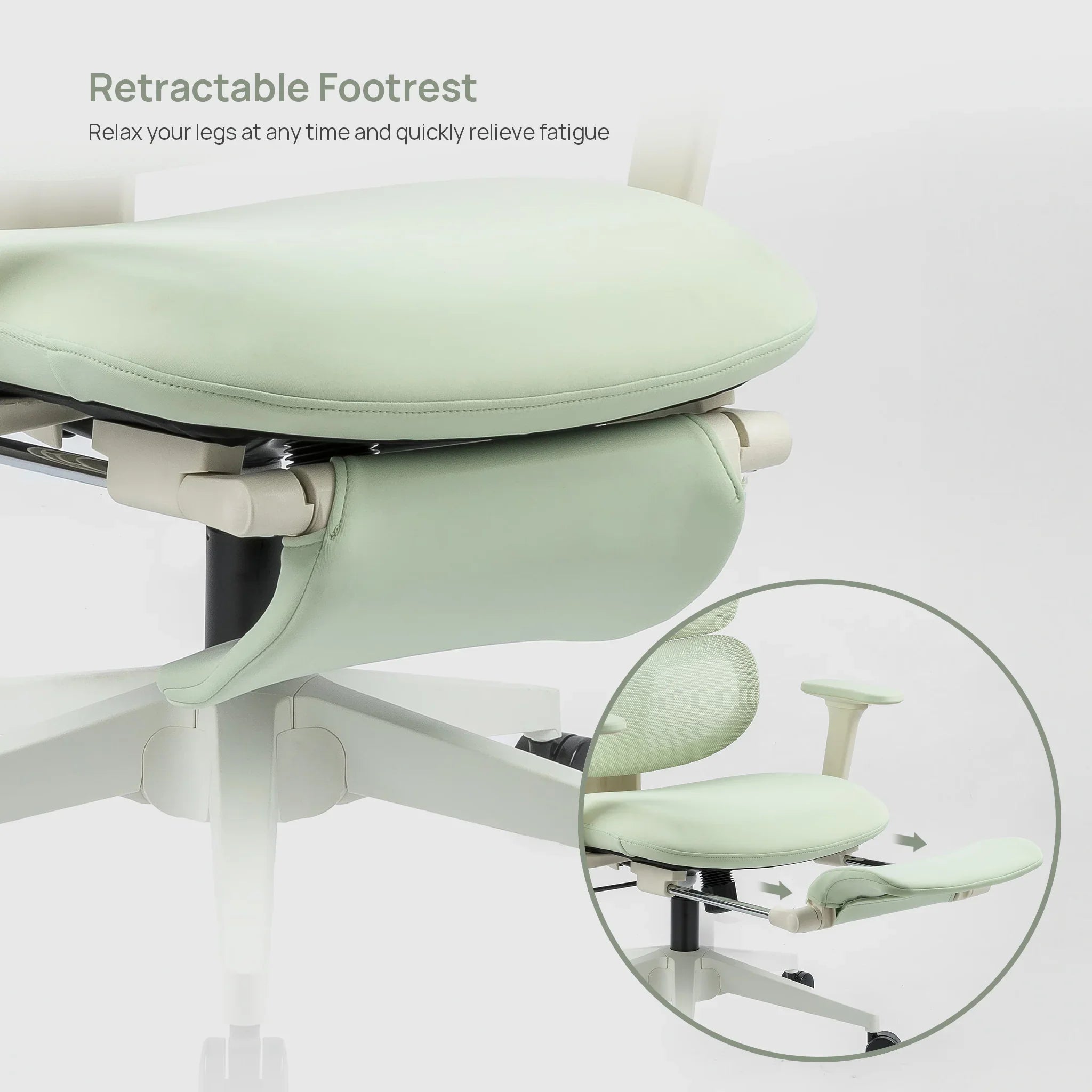 CabeVibe CabLady S1 green female ergonomic chair with footrest
