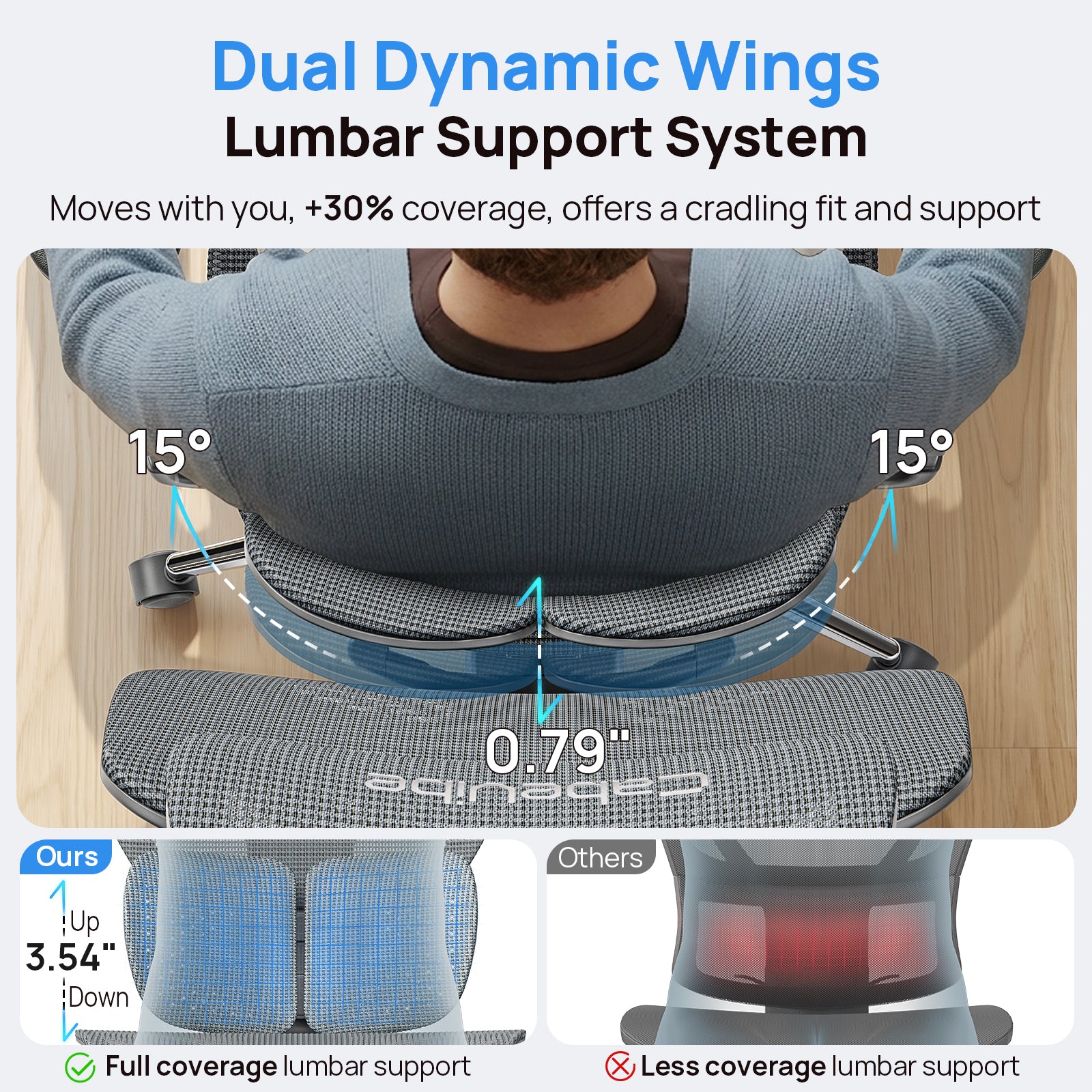 CabBase C3 Dual Lumbar Ergonomic Office Chair