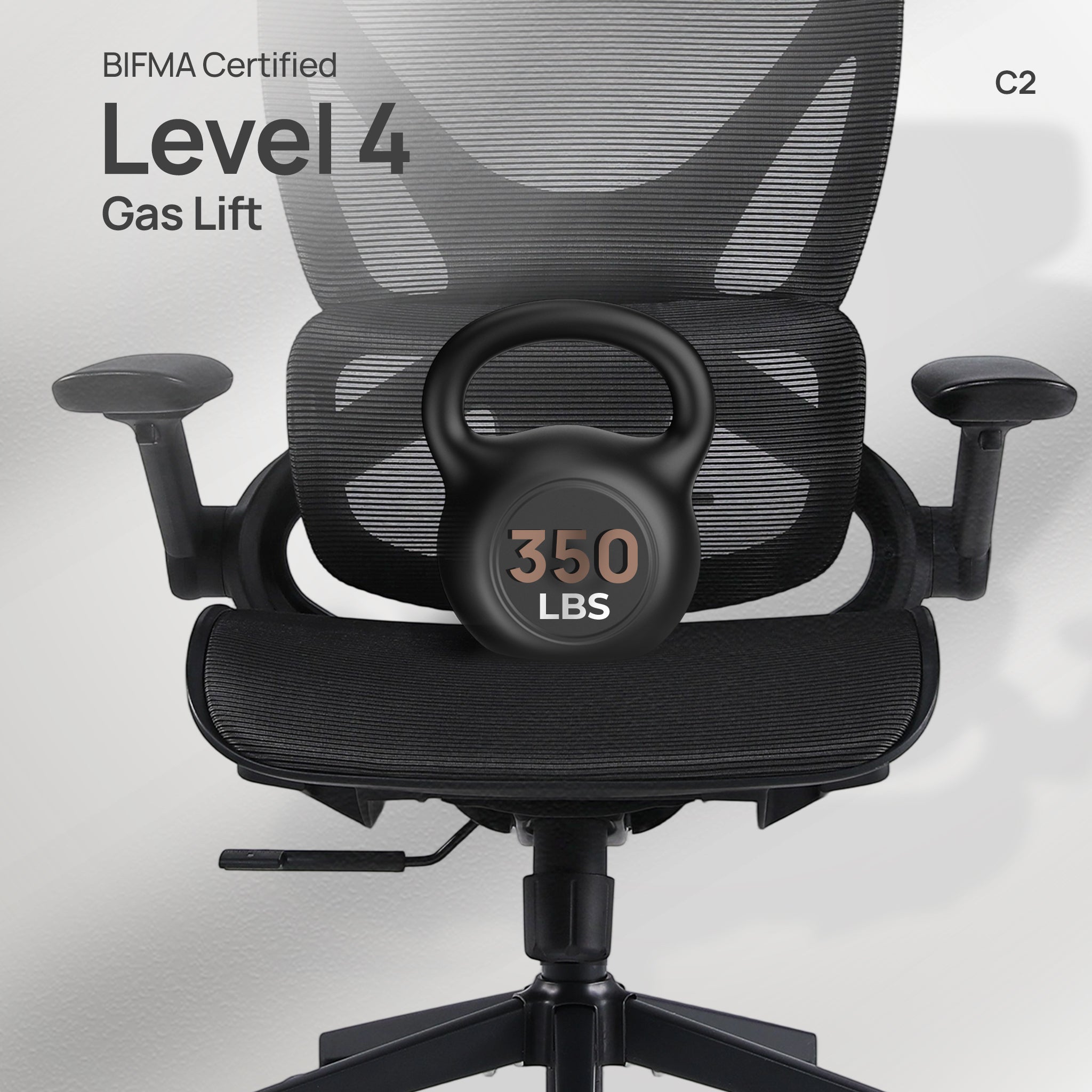 CabeVibe CabBase C2 Black Mesh Ergonomic Chair Adjustable Weight Capacity 350lbs