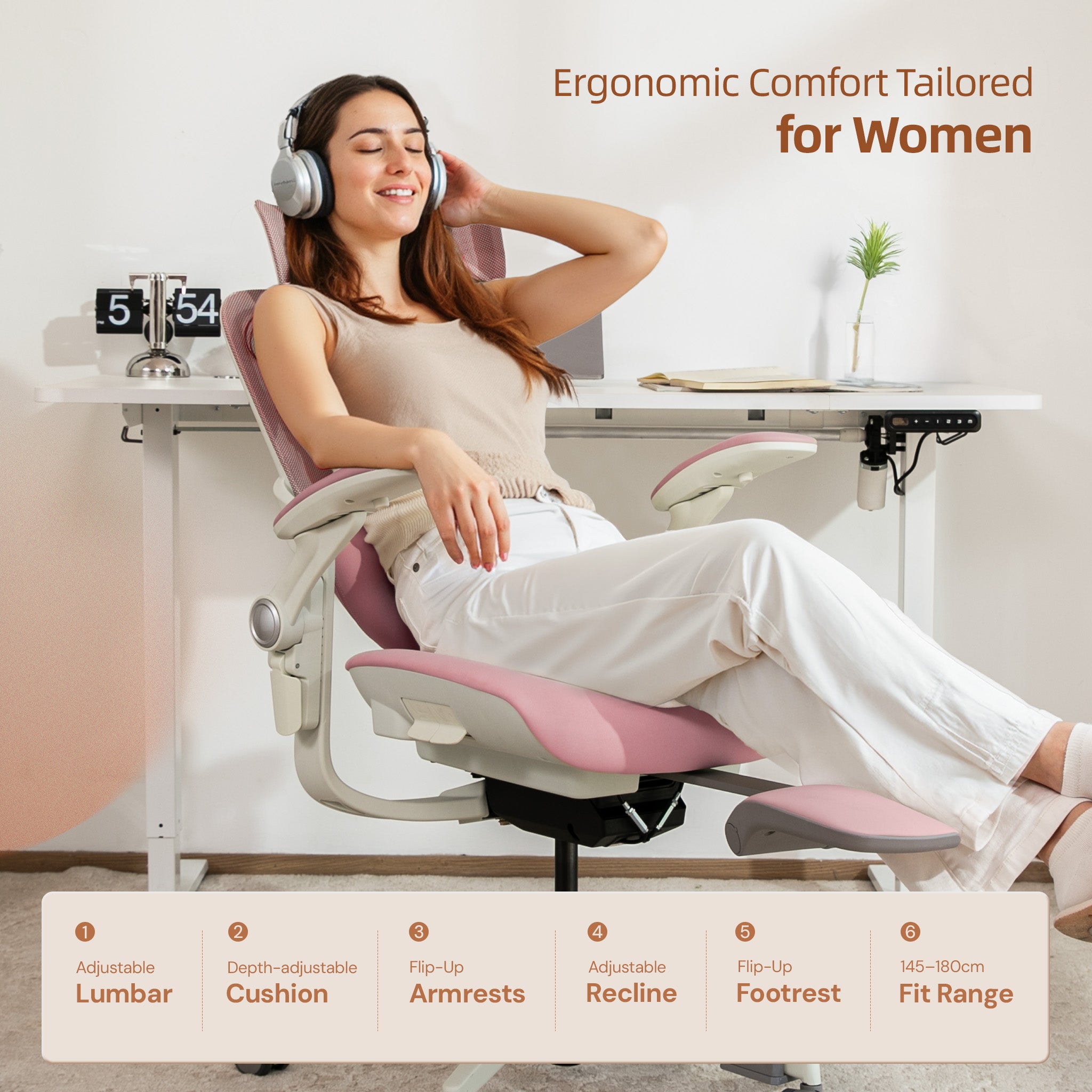 CabLady S2 Petite Ergonomic Office Chair (4'9"–5'11")