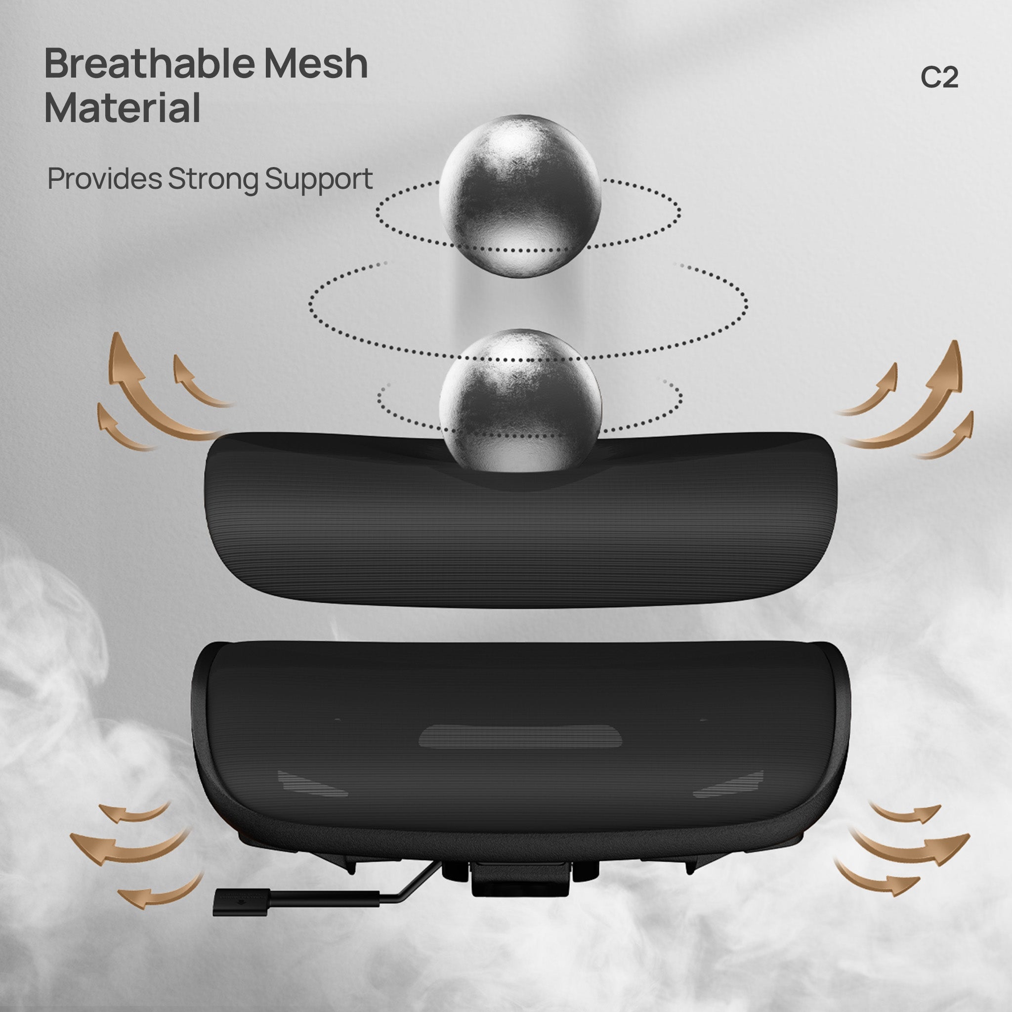 CabeVibe CabBase C2 Black Mesh Ergonomic Chair Adjustable High Resilience Seat Cushion