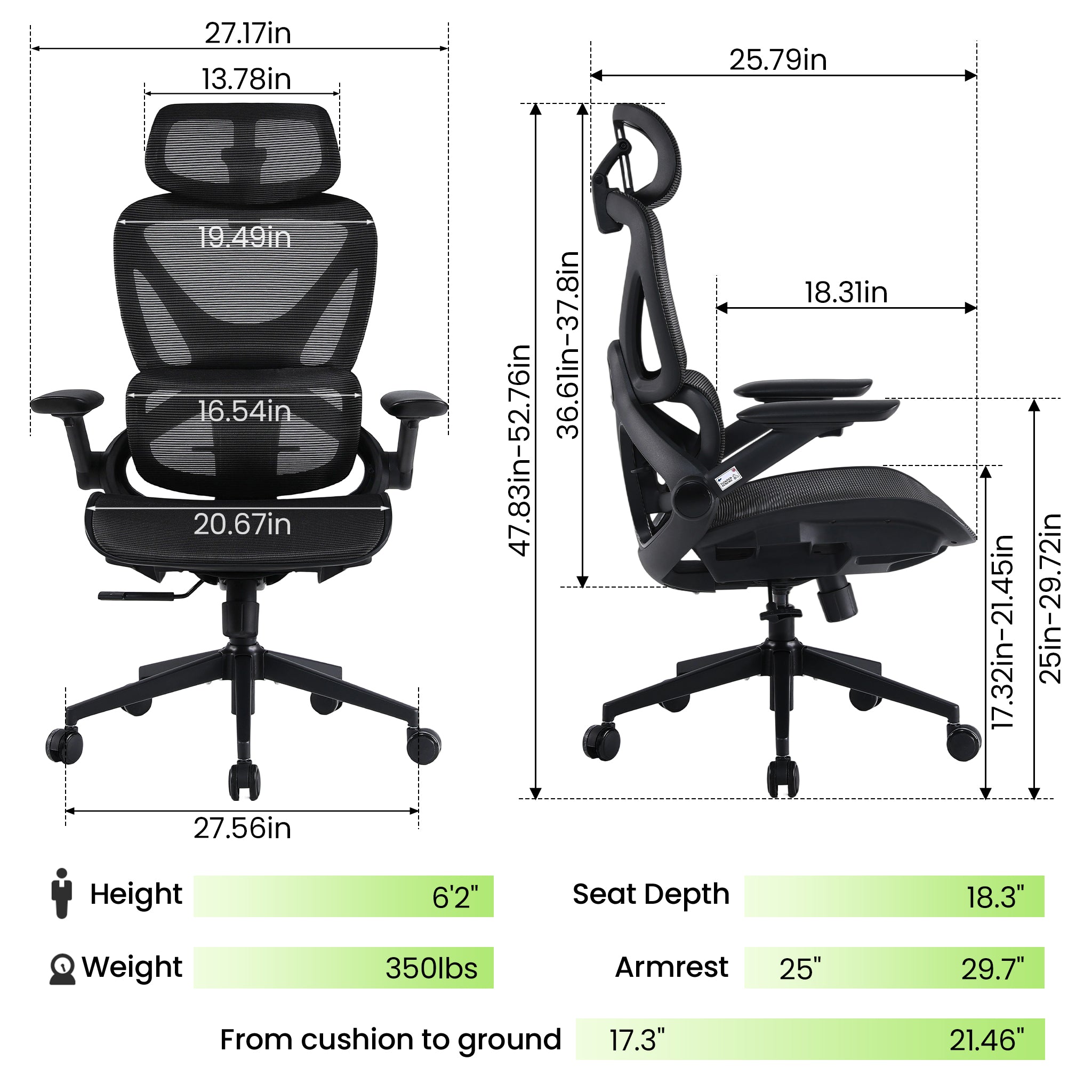 CabBase C2 Breathable Mesh Ergonomic Office Chair