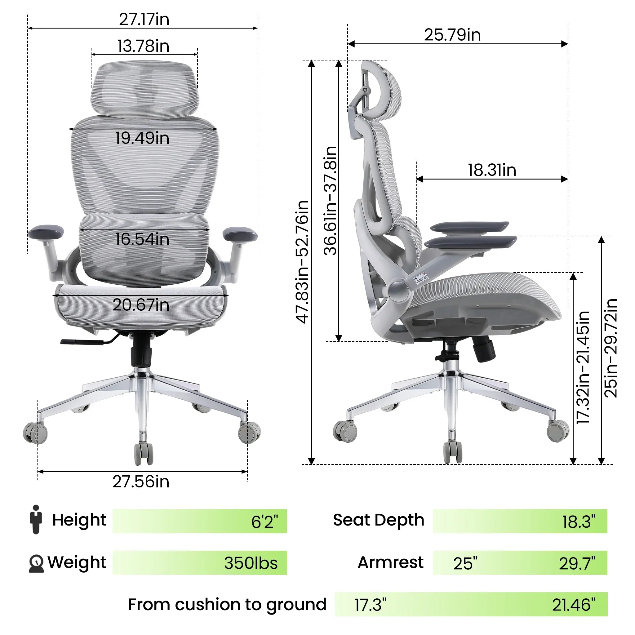 CabeVibe CabBase C2 Grey Mesh Ergonomic Chair