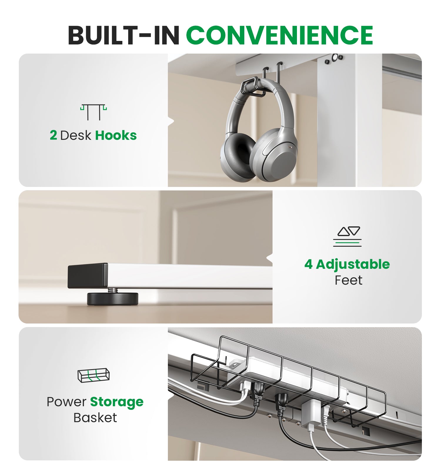CabDesk D60 Height-Adjustable Standing Desk for Home Office (60"W×28"D)