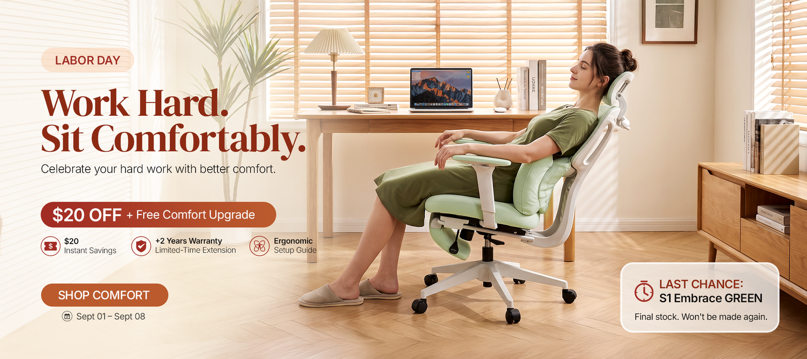 CabeVibe Labor Day sale with $20 off ergonomic office chairs and free comfort upgrades