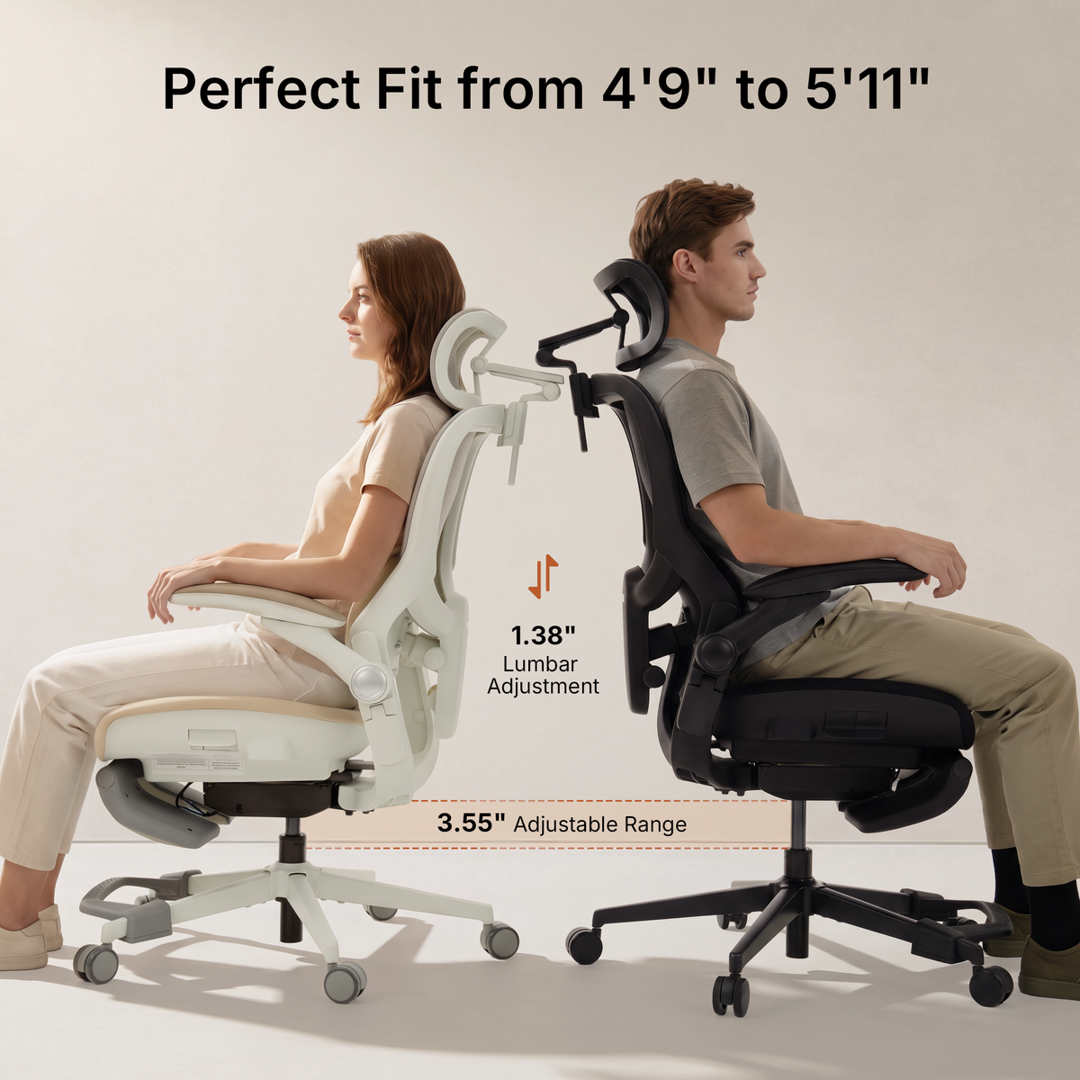 CabLady S2 Petite Ergonomic Office Chair designed to fit users from 4'9" to 5'11"
