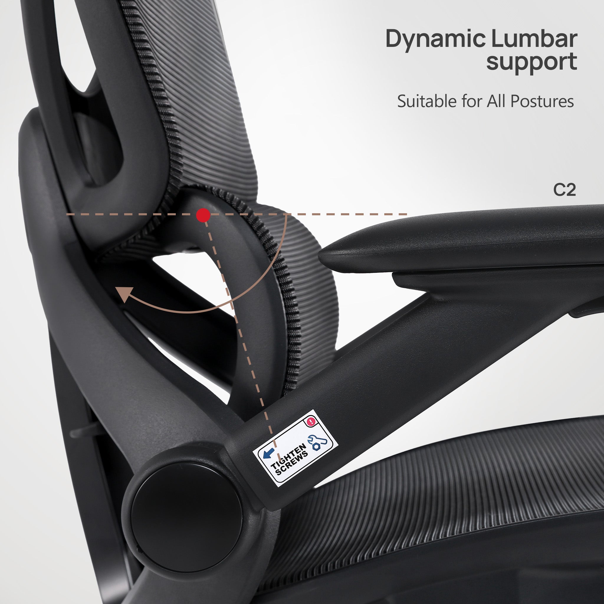CabeVibe CabBase C2 Black Mesh Ergonomic Chair with Lumbar Support