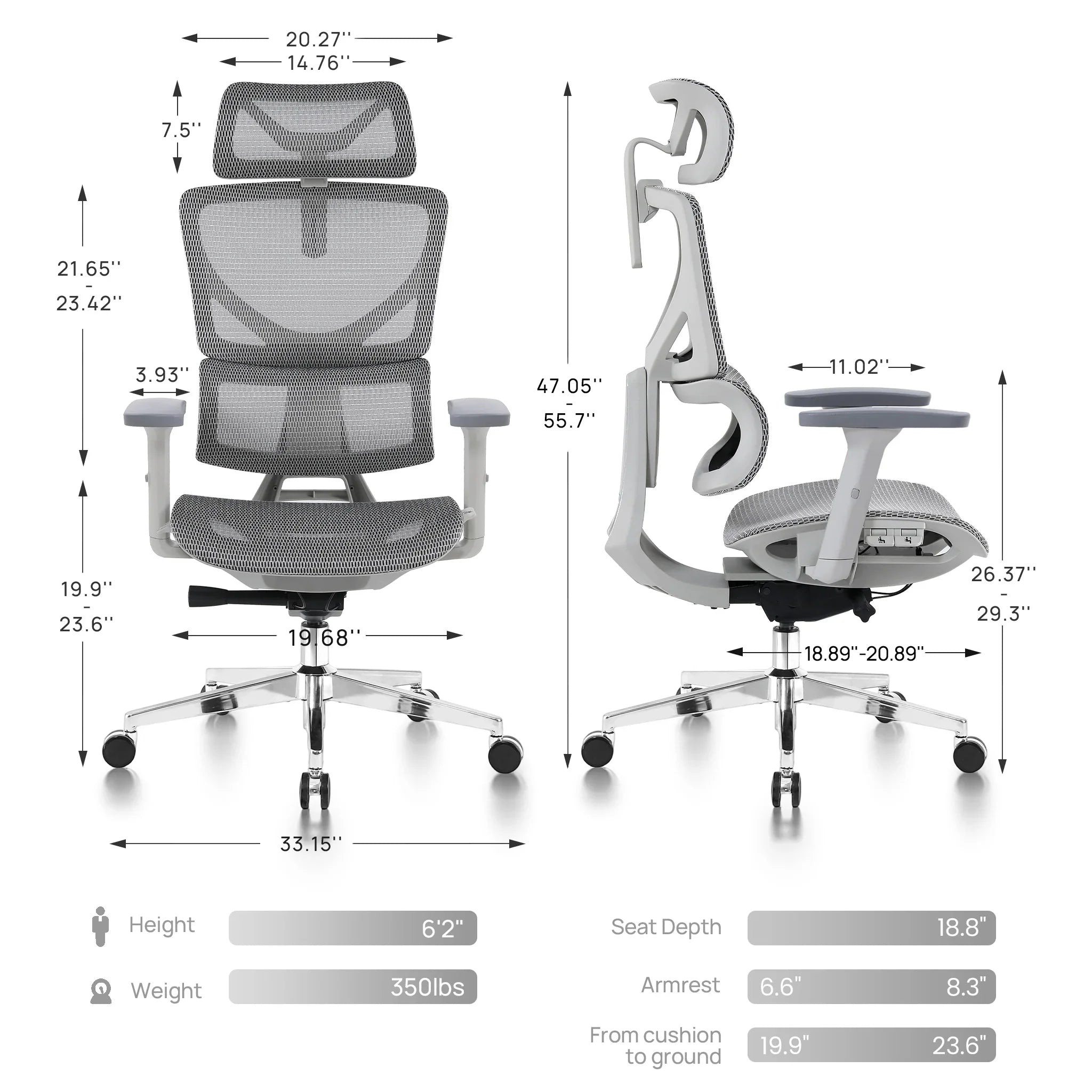 CabBase C1 Pro WireControl™ Mesh Ergonomic Office Chair