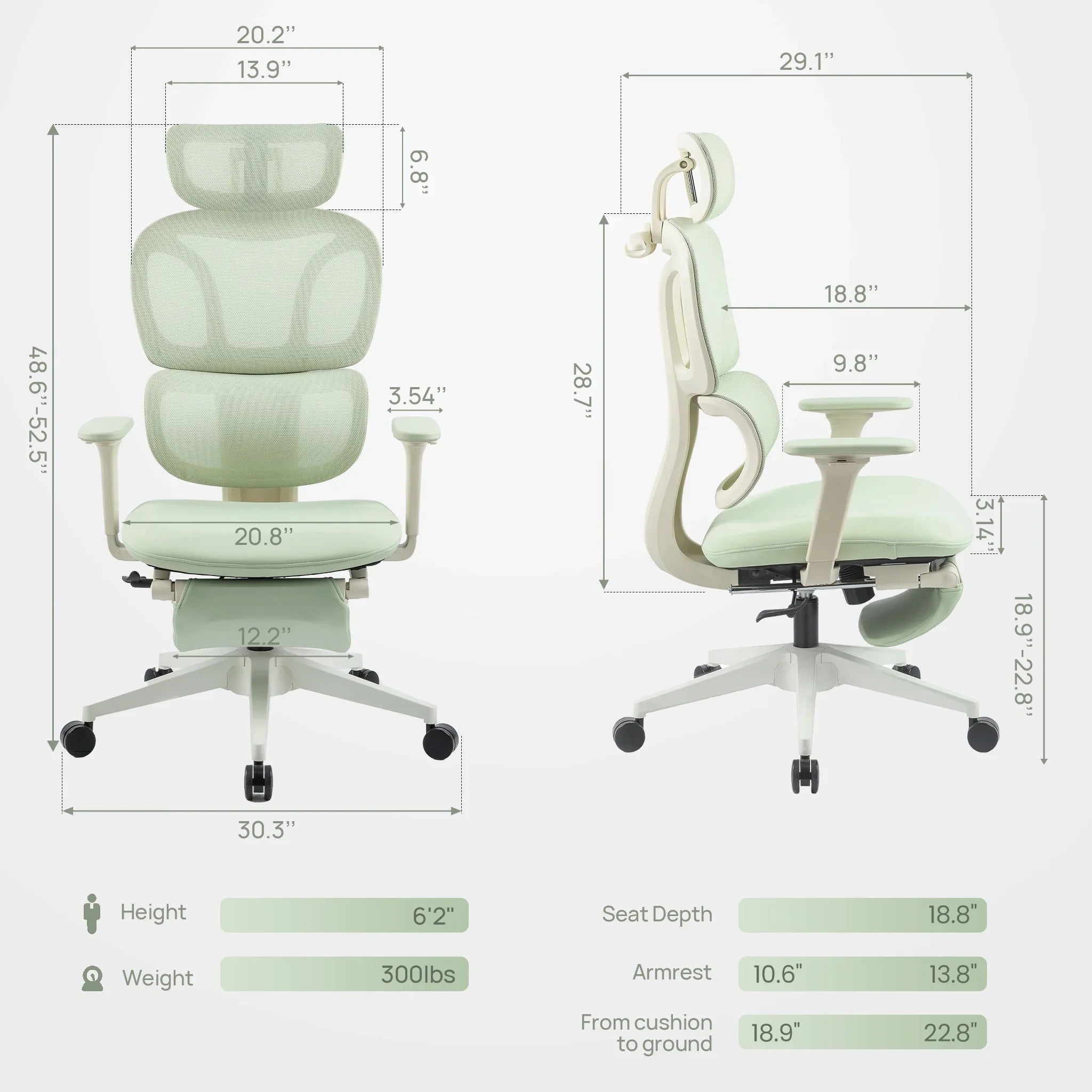 CabeVibe CabLady S1 Green Women's Ergonomic Chair