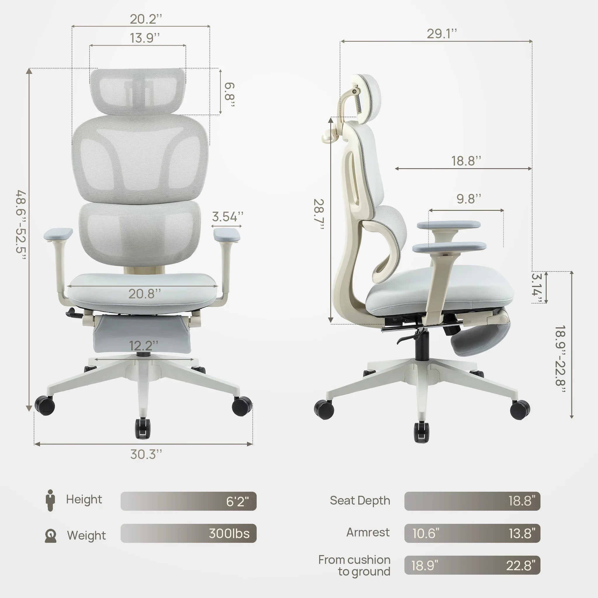 CabeVibe CabLady S1 Light Grey Women's Ergonomic Chair