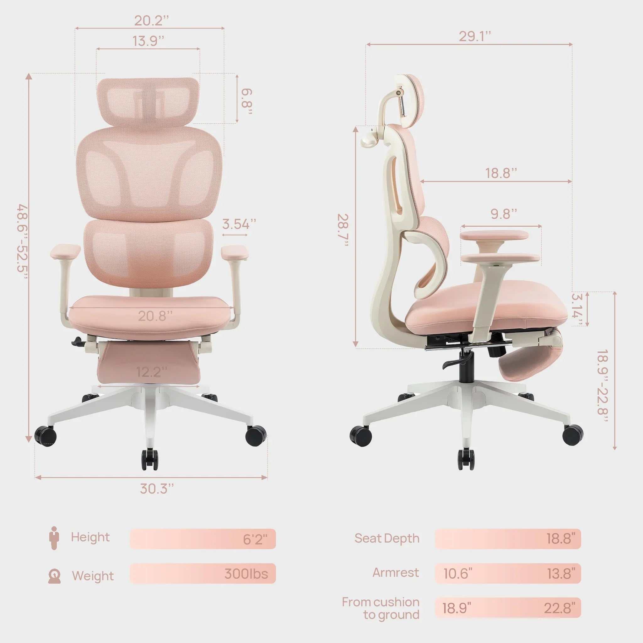 CabeVibe CabLady S1 Pink Women's Ergonomic Chair