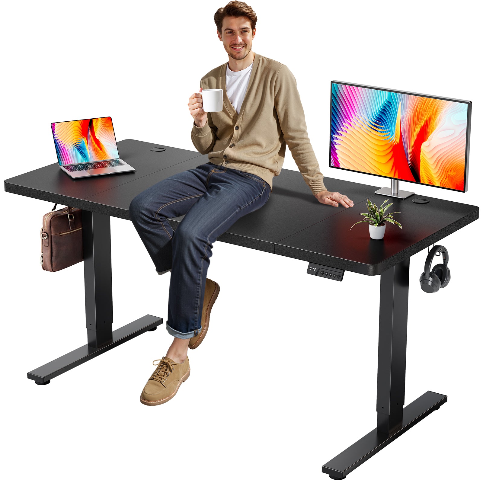 CabDesk D60 Height-Adjustable Standing Desk for Home Office (60"W×28"D)