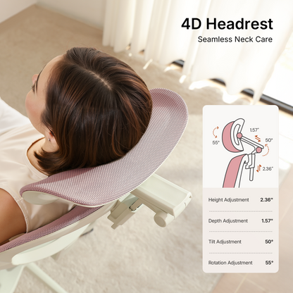 CabeVibe S2 4D adjustable headrest with height, depth, tilt and rotation adjustments for personalized neck support 
