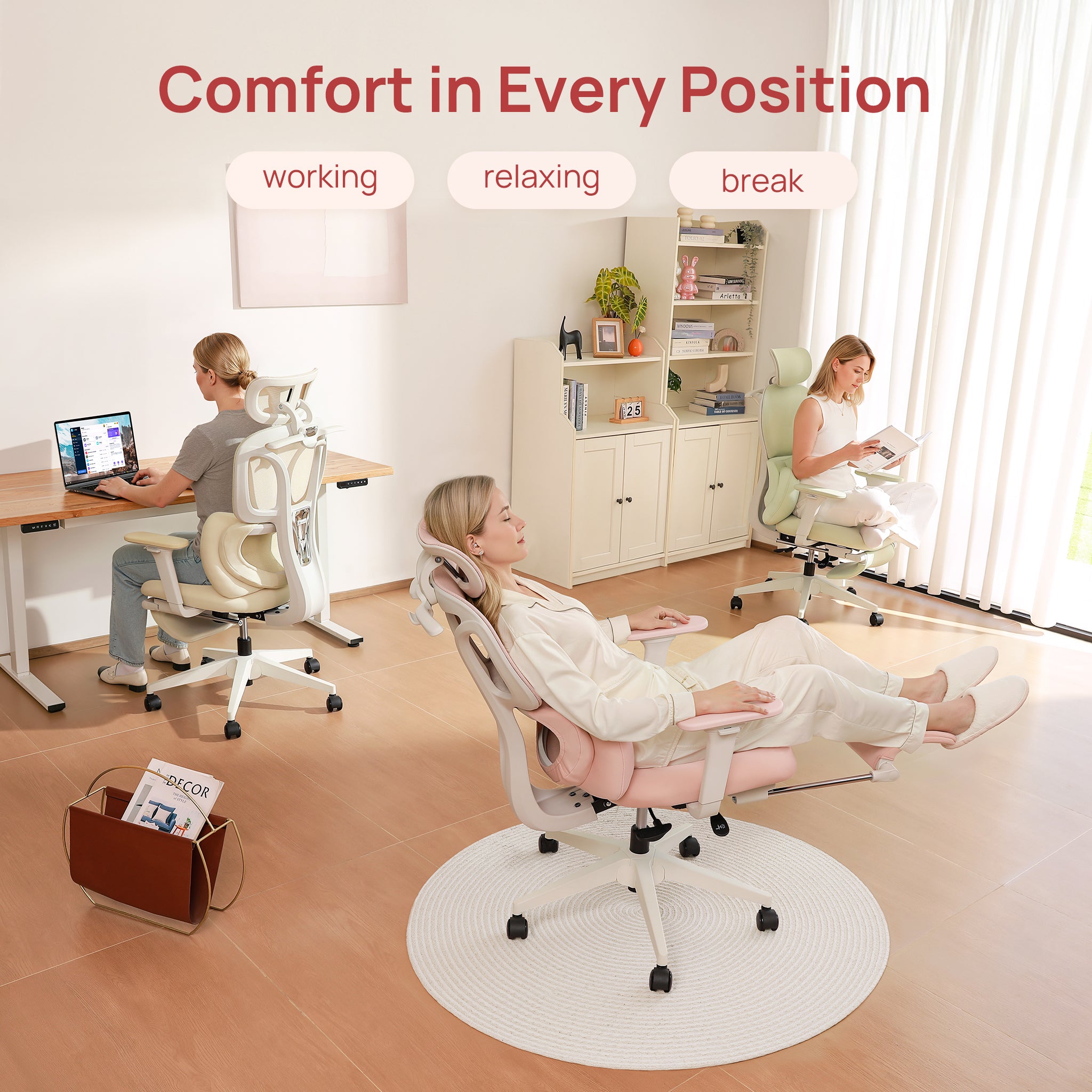 CabLady S1 Embrace Women Ergonomic Chair with Adaptive Lumbar Support