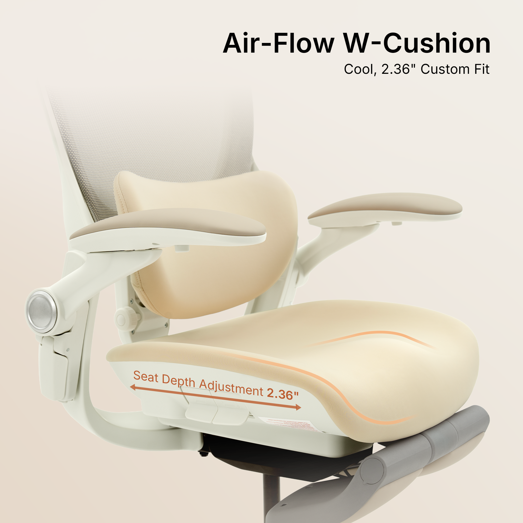 CabeVibe CabLady S2 Petite ergonomic chair with contoured W-shaped cushion and 2.36-inch adjustable seat depth 