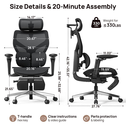 CabBase C3 Dual Lumbar Ergonomic Office Chair