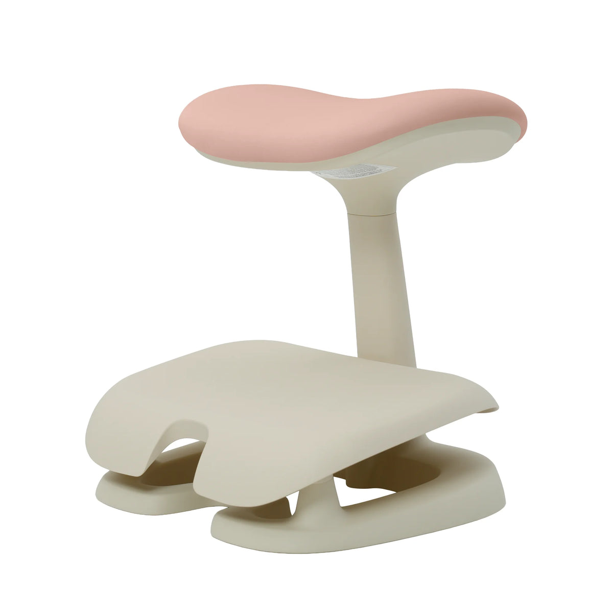 Cream Adjustable Under-Desk Footrest angled view showing contoured footrest and rocking base 