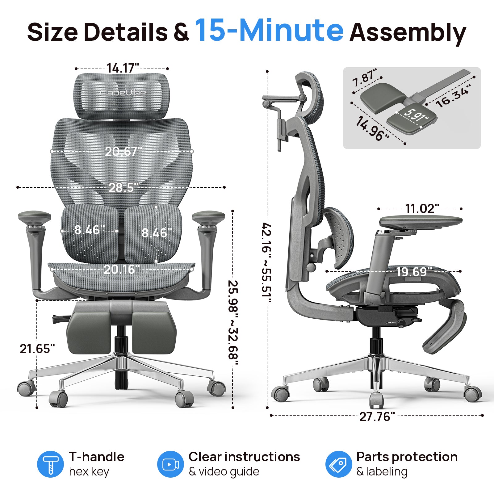 CabBase C3 Dual Lumbar Ergonomic Office Chair