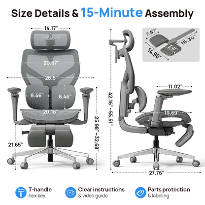 CabBase C3 Dual Lumbar Ergonomic Office Chair