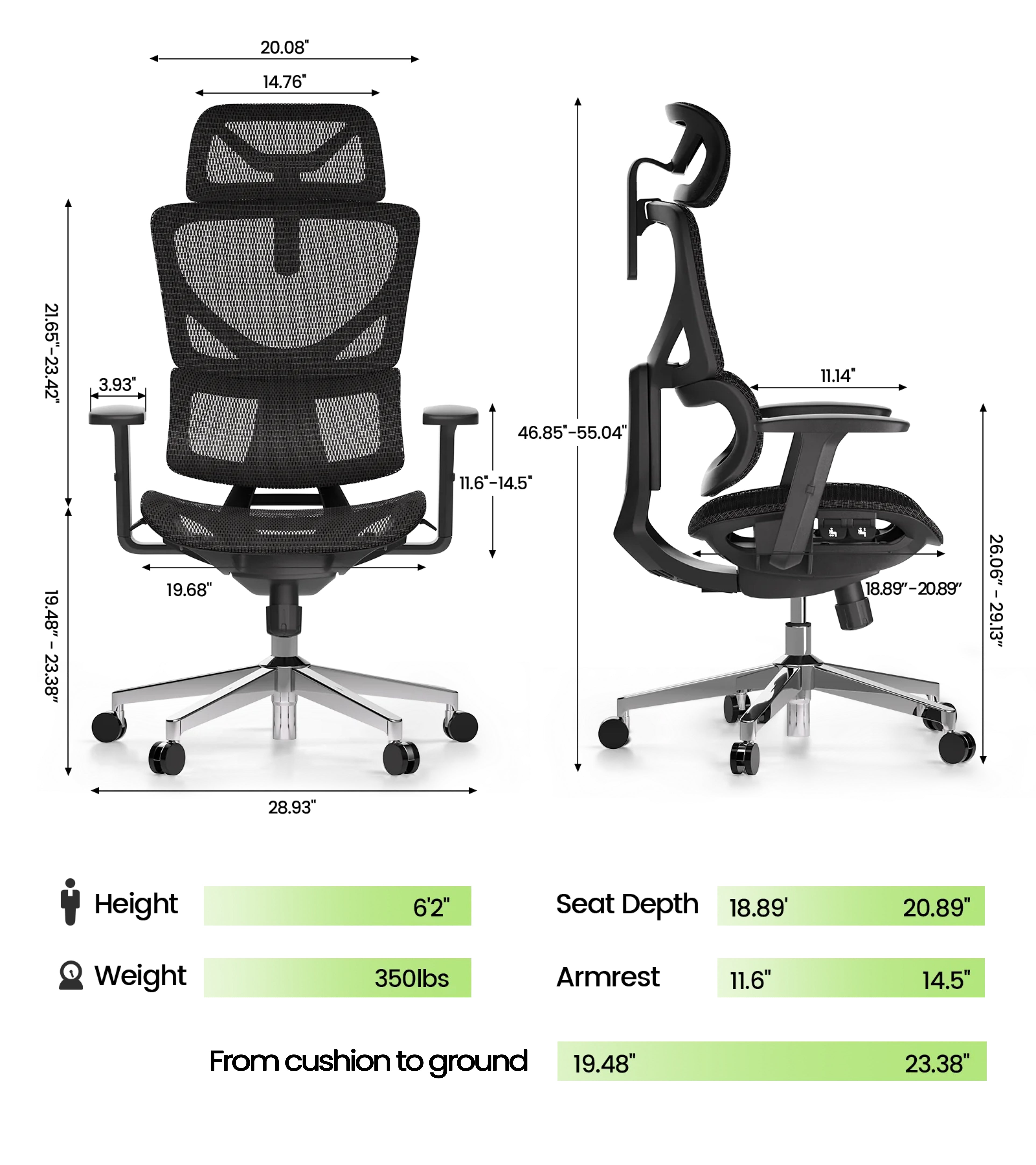 CabBase C1/A518 WireControl™ Mesh Ergonomic Office Chair