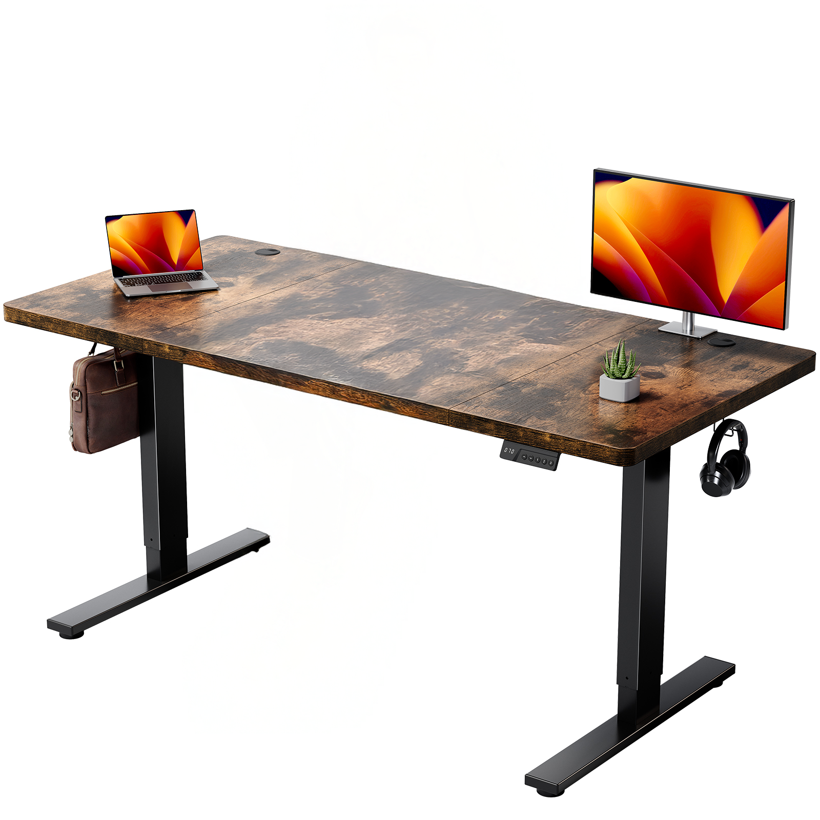CabDesk D63 Height-Adjustable Standing Desk for Home Office (63"W×30"D)