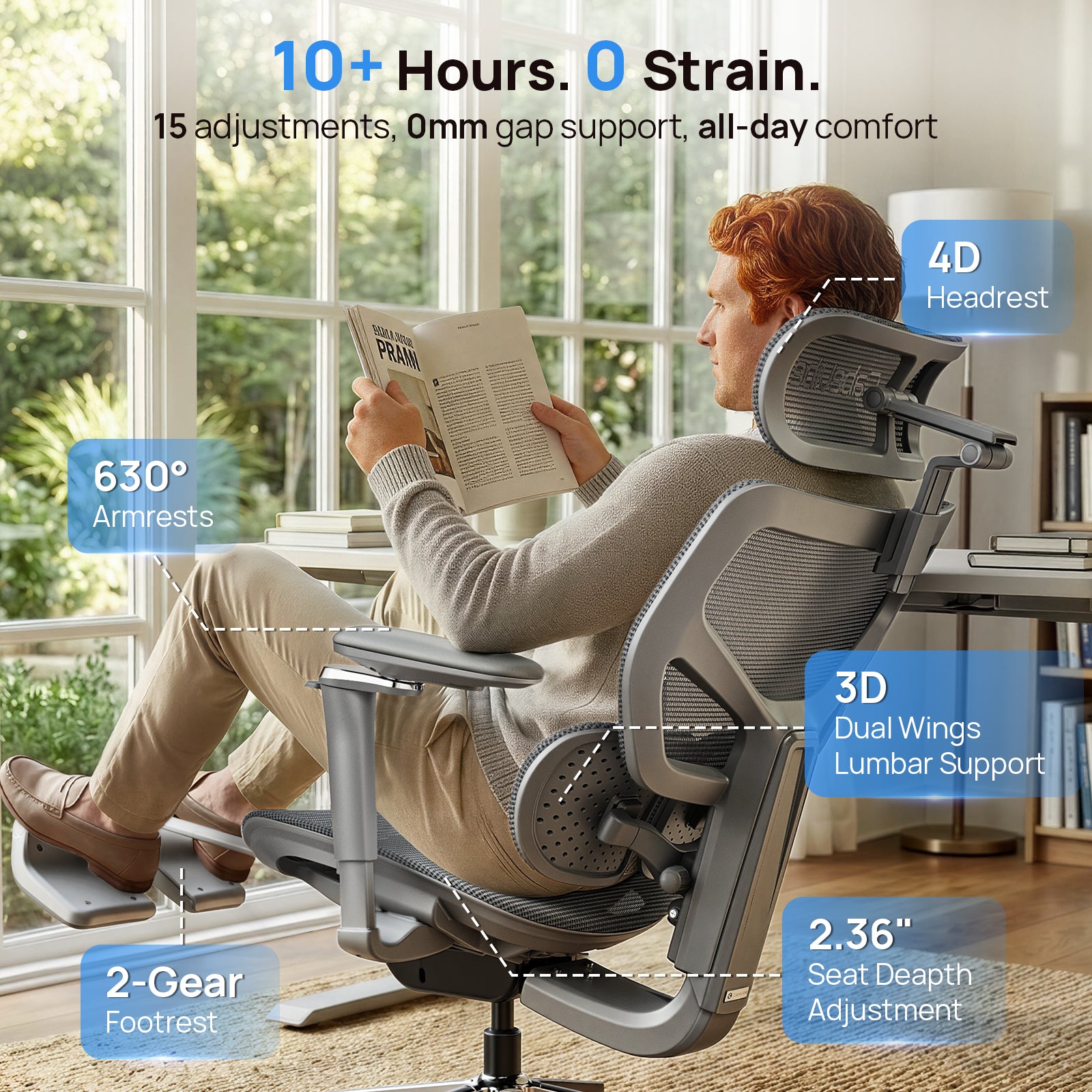 CabBase C3 Dual Lumbar Ergonomic Office Chair