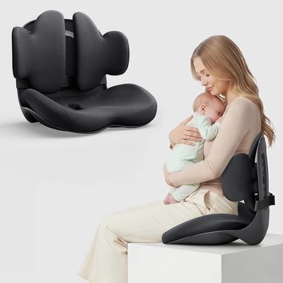 Black M3 Dynamic Back Support Ergonomic Spineseat™ with winged lumbar support for seated parent and baby comfort #color_black