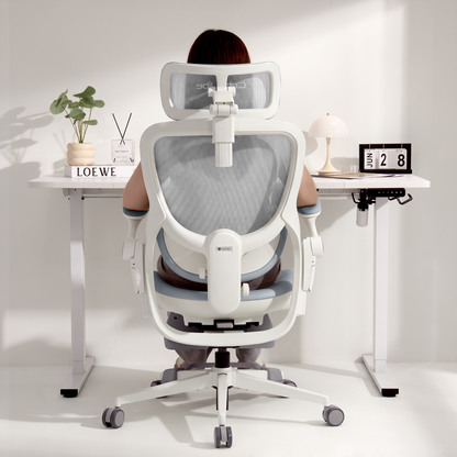 CabeVibe CabLady S2 Petite grey ergonomic desk chair with breathable mesh back and supportive lumbar design 