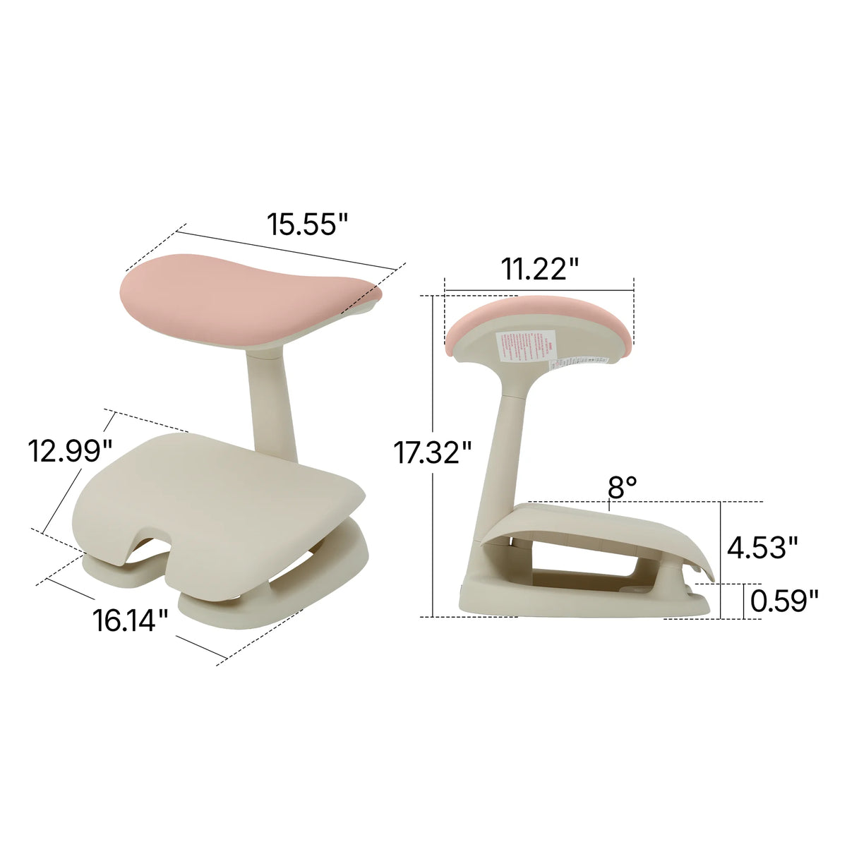 Cream Adjustable Under-Desk Footrest angled view showing contoured footrest and rocking base 