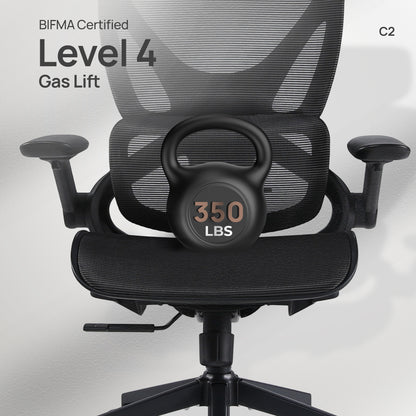 CabeVibe CabBase C2 Black Mesh Ergonomic Chair Adjustable Weight Capacity 350lbs