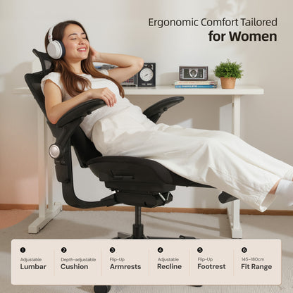 CabLady S2 Petite-friendly Women Ergonomic Office Chair