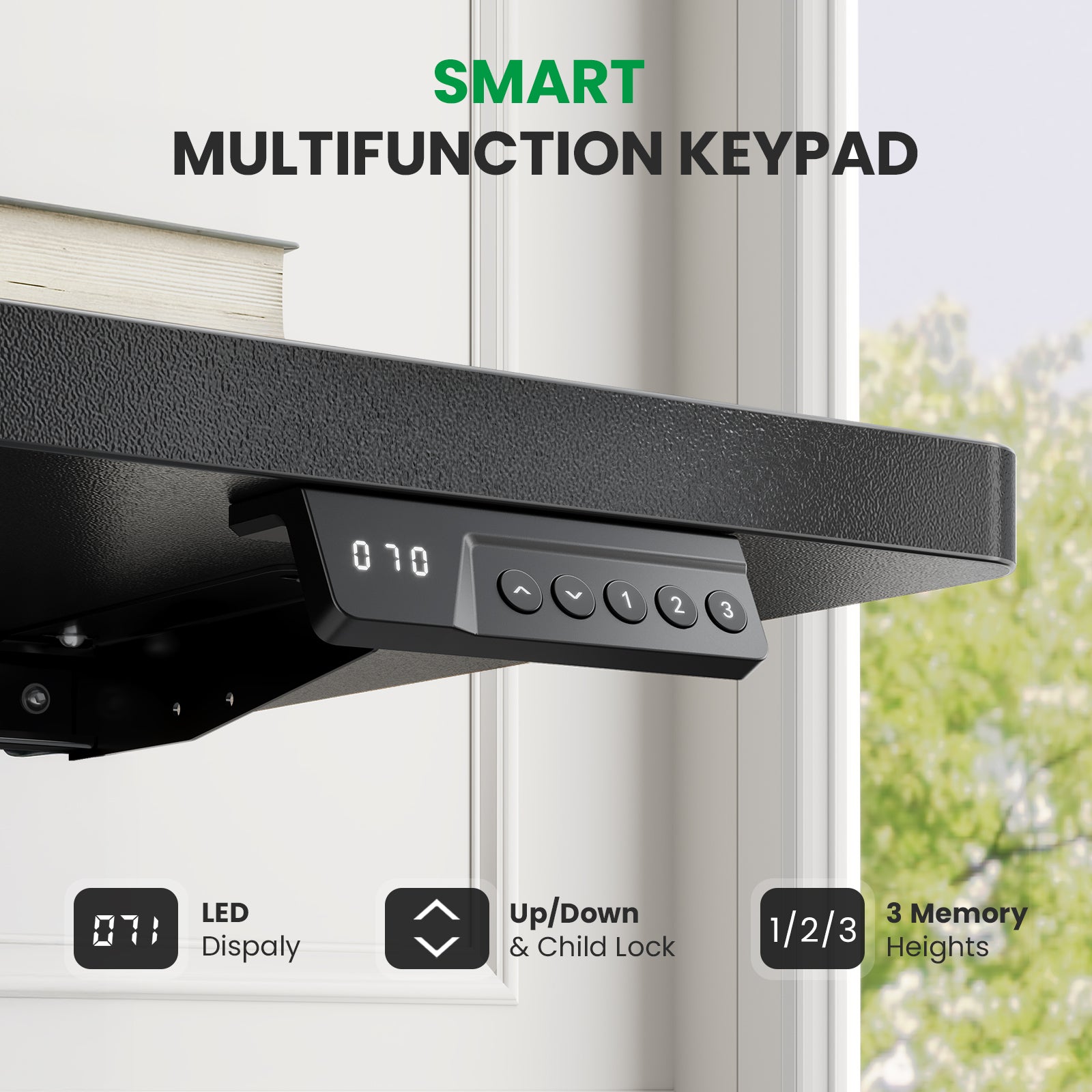 CabDesk D71 Height-Adjustable Standing Desk for Home Office (71"W×30"D)