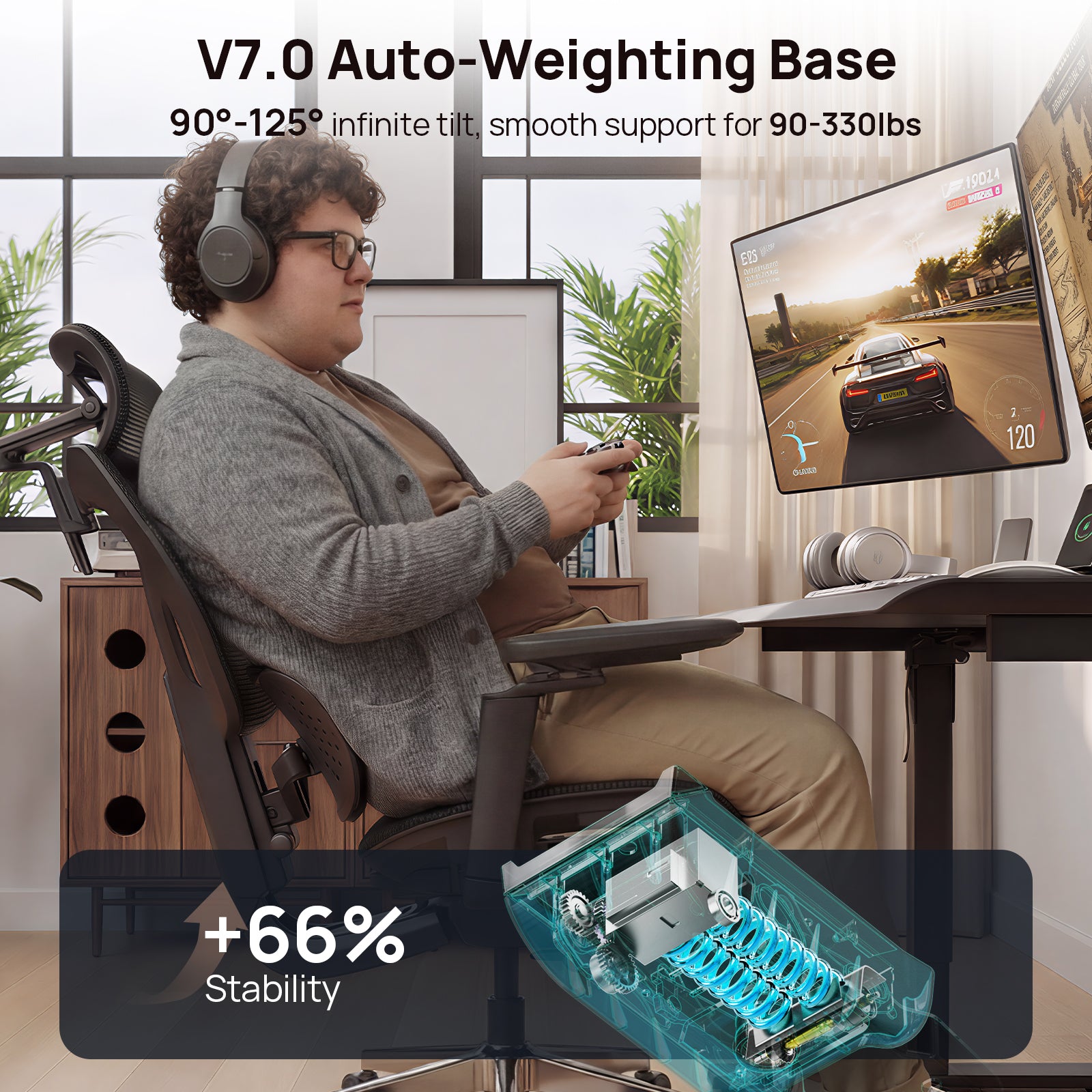 CabBase C3 Dual Lumbar Ergonomic Office Chair