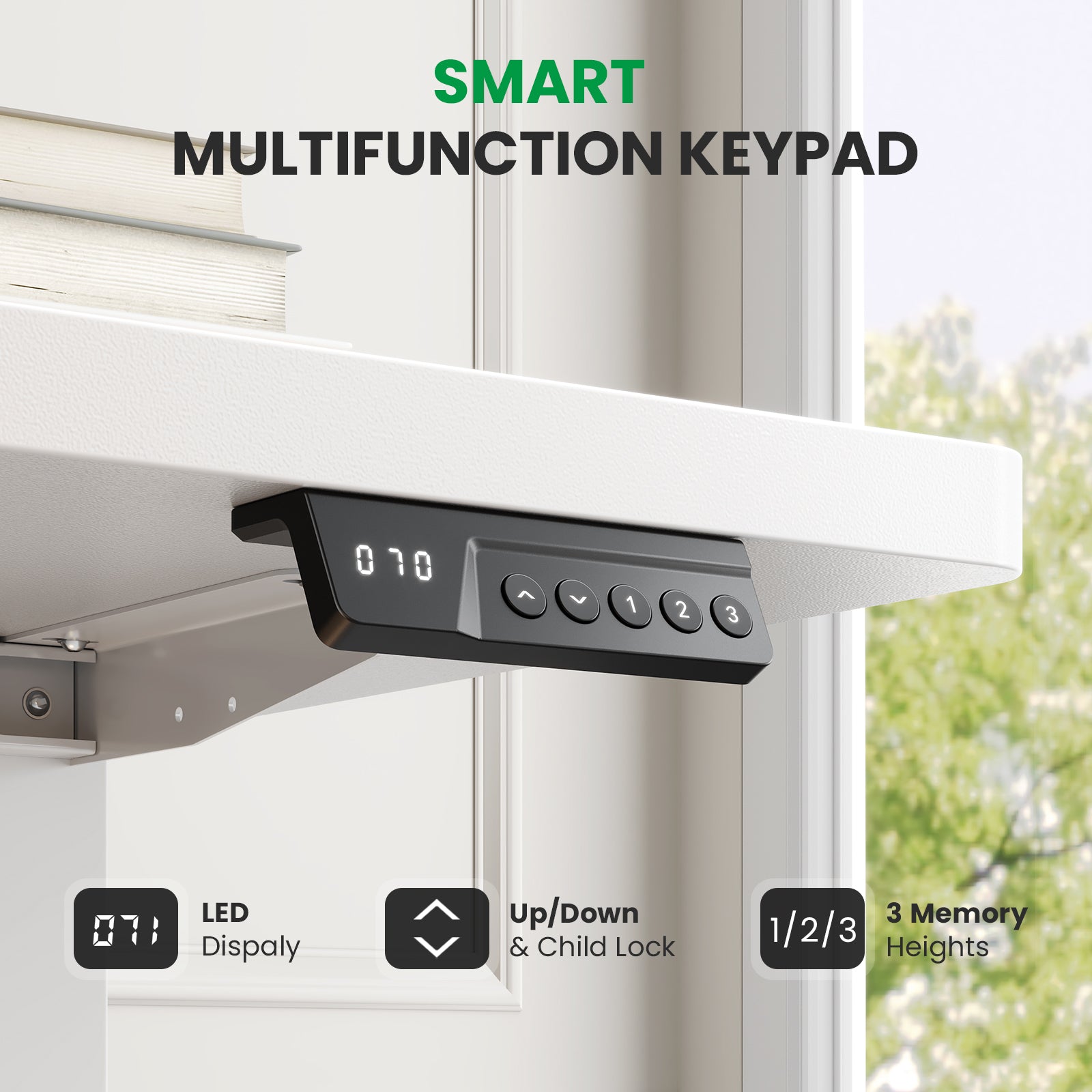 CabDesk D60 Height-Adjustable Standing Desk for Home Office (60"W×28"D)