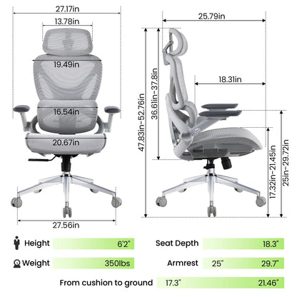 CabeVibe CabBase C2 Grey Mesh Ergonomic Chair