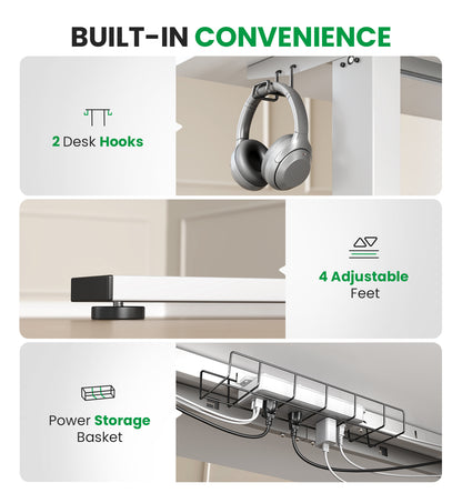 CabDesk D60 Height-Adjustable Standing Desk for Home Office (60"W×28"D)