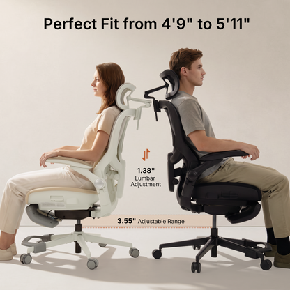 CabLady S2 Petite Ergonomic Office Chair designed to fit users from 4'9" to 5'11" 